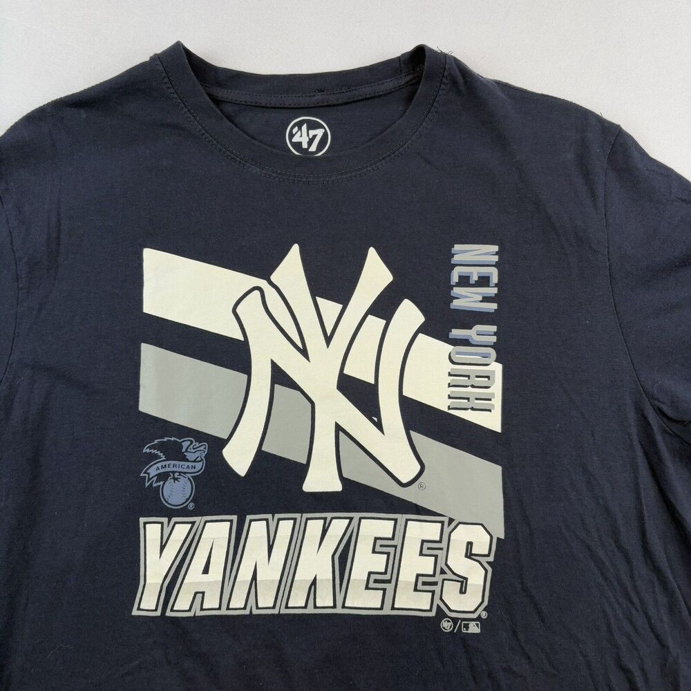 New York Yankees T Shirt 47 Brand Mens L Dark Blue Short Sleeve